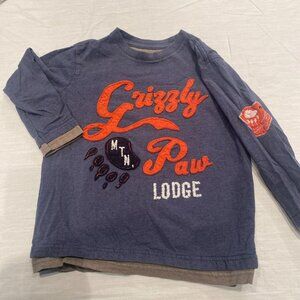Gap Boy's Long Sleeve Grizzly Paw Lodge T-shirt Size XS 4-5